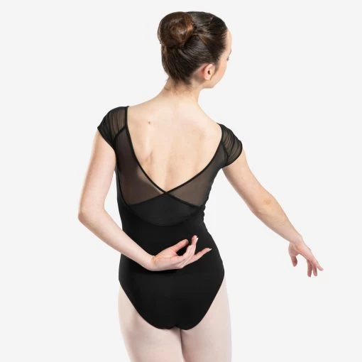 Women's Ballet Short-Sleeved Leotard - Black -Fit Zone Shop girls ballet short sleeved leotard black