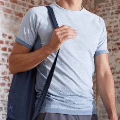 Men’s Dynamic Yoga T-Shirt – Blue/Grey -Fit Zone Shop mens dynamic yoga t shirt blue grey 5