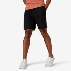 Men’s Straight-Cut Fitness Shorts - Essential 500 Black
