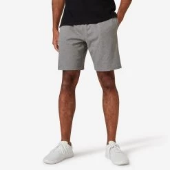 Men’s Straight-Cut Fitness Shorts - Essential 500 Grey