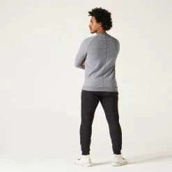 Men’s Fitness Sweatshirt - Crew 100 Grey -Fit Zone Shop mens fitness sweatshirt crew 100 grey 4