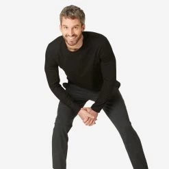 Men’s Fitness Long-Sleeve Shirt - 100 Black