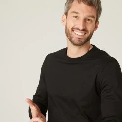 Men’s Fitness Long-Sleeve Shirt - 100 Black -Fit Zone Shop mens gym cotton t shirt black 3