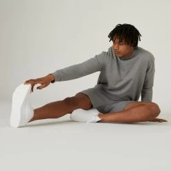 Men’s Fitness Sweatshirt - 500 Essentials Grey -Fit Zone Shop mens gym sweatshirt essentials crew 500 grey 4