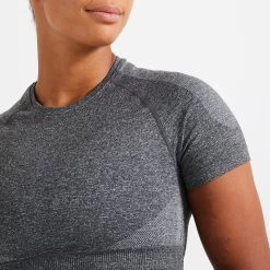 Women’s Fitness Cropped T-Shirt - FCT 900 Grey -Fit Zone Shop seamless short sleeved cropped fitness t shirt fct 900 grey 2