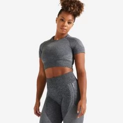 Women’s Fitness Cropped T-Shirt - FCT 900 Grey