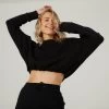 Women’s Cropped Fitness Sweatshirt - 520 Black -Fit Zone Shop womens fitness cropped sweatshirt 520 black