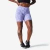 Women’s Fitness Cycling Shorts - 500 Purple Print