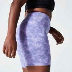 Women’s Fitness Cycling Shorts - 500 Purple Print -Fit Zone Shop womens fitness cycling shorts 500 purple print 4