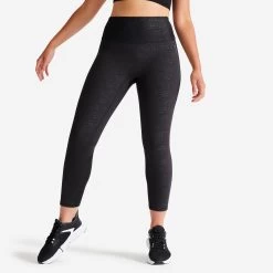Women’s Fitness High-Waisted Leggings – FLE 500 A Black