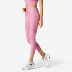 Women’s Fitness High-Waisted Leggings - FLE 500 A Pink