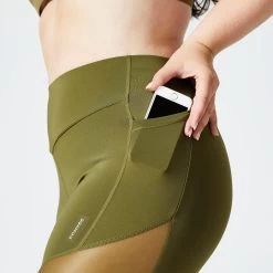 Women’s Fitness High-Waisted Leggings – FTI 500 Khaki -Fit Zone Shop womens fitness high waisted leggings fti 500 khaki 4