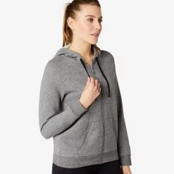 Women’s Fitness Hoodie - 500 Grey -Fit Zone Shop womens fitness hoodie 500 grey 2