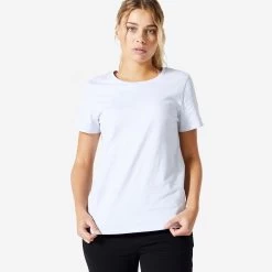 Women’s Fitness T-Shirt - 500 Essentials Light Grey